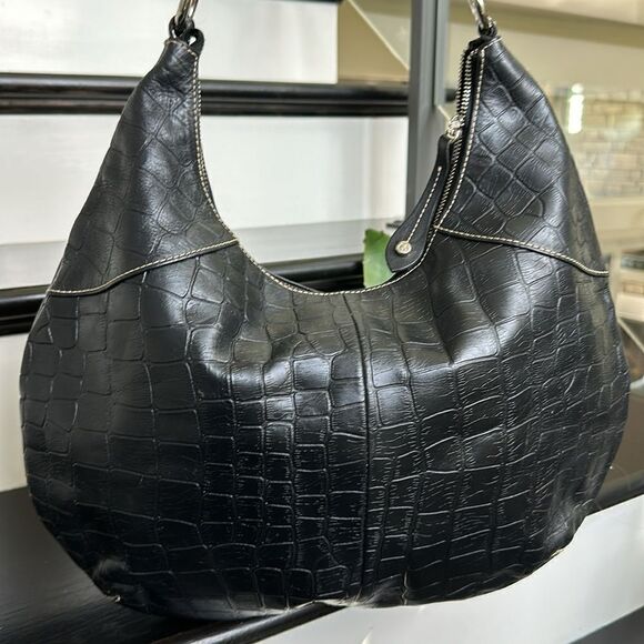 Carmen Steffens leather crocodile embossed hobo shoulder handbag purse like new - Picture 5 of 10